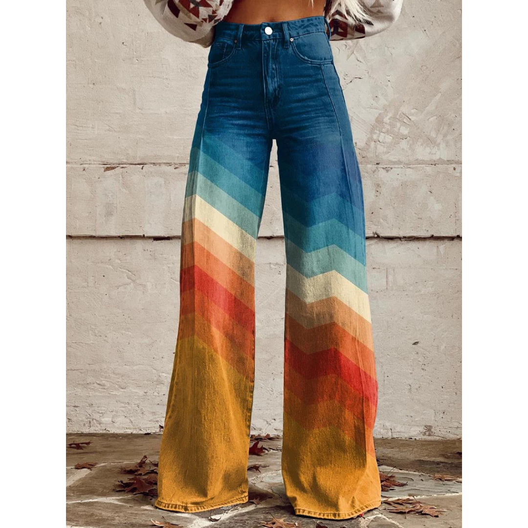 Melody | RETRO CHEVRON WIDE LEG PANTS