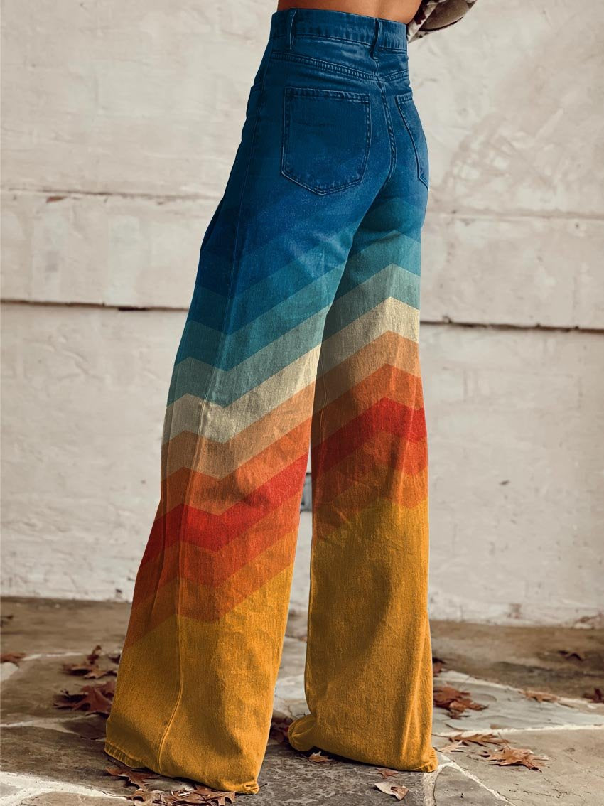 Melody |  RETRO CHEVRON WIDE LEG PANTS